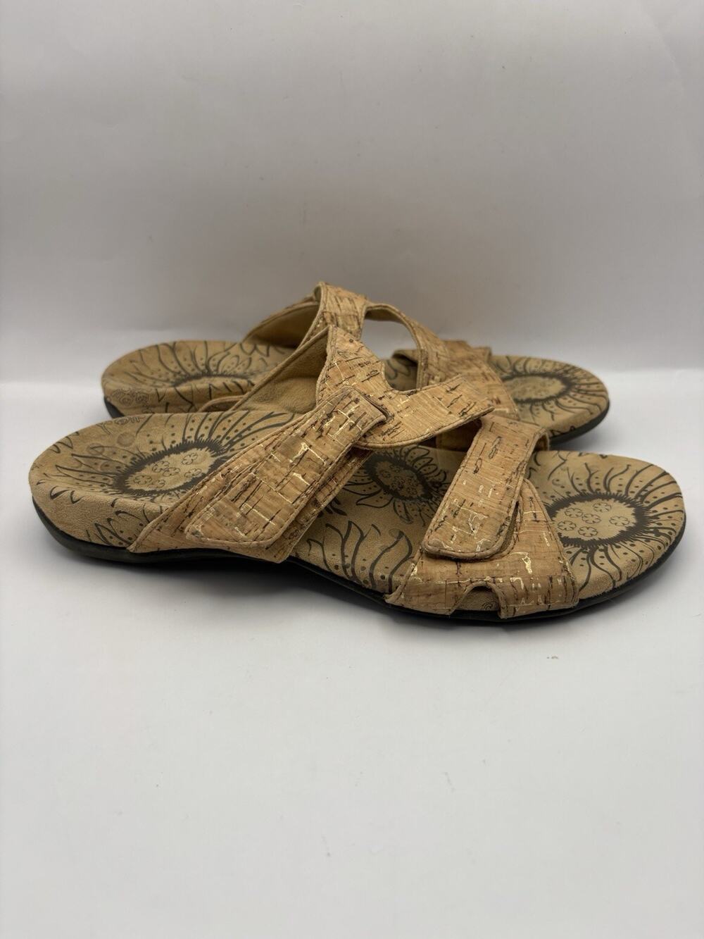 Vionic Lauren Cork Brown Slide Sandals Women Size 9